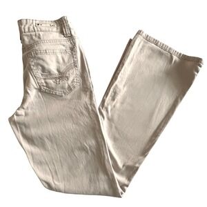 L.e.i Sophia Hipster Flare Bootcut Pants Junior Size 5 Beige Casual Denim Y2K